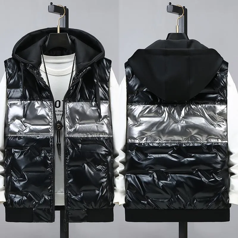 メンズベストプシーズ8xl-lブランド冬のフード付きベストメンハット取り外し可能な暖かいノースリーブジャケットメンズ品質カジュアル男性コート