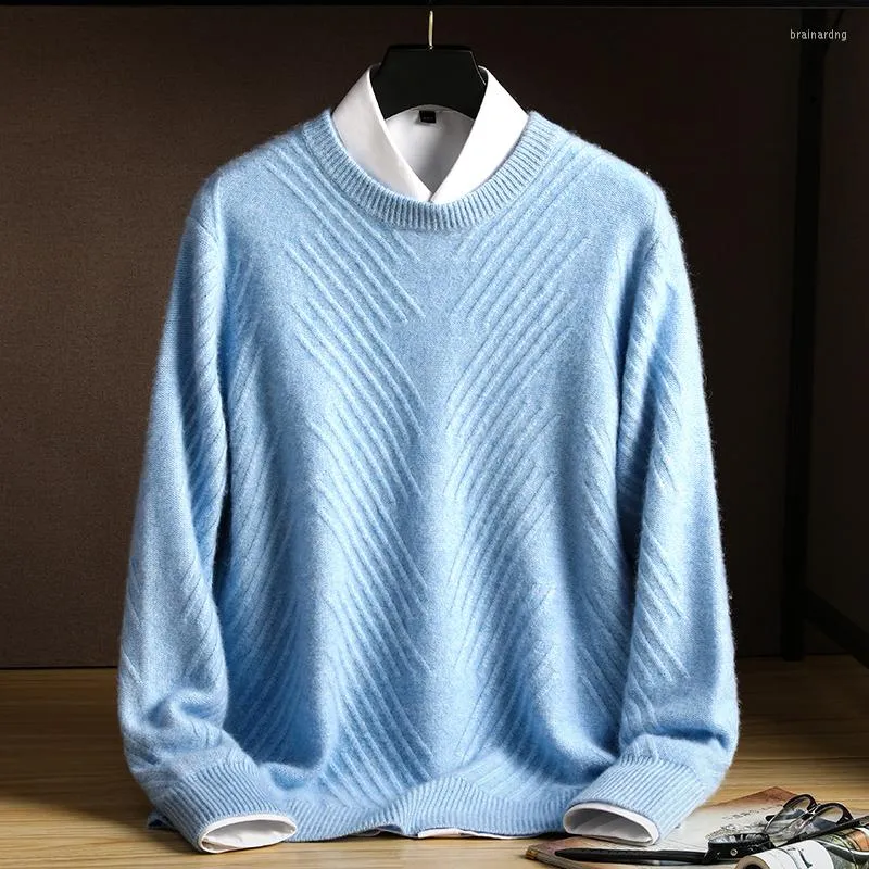 Men's Sweaters Autumn And Winter Men's Round Neck Sweater Business Casual Skin-Friendly Thickening Pure Color Knitted Pullover Wool