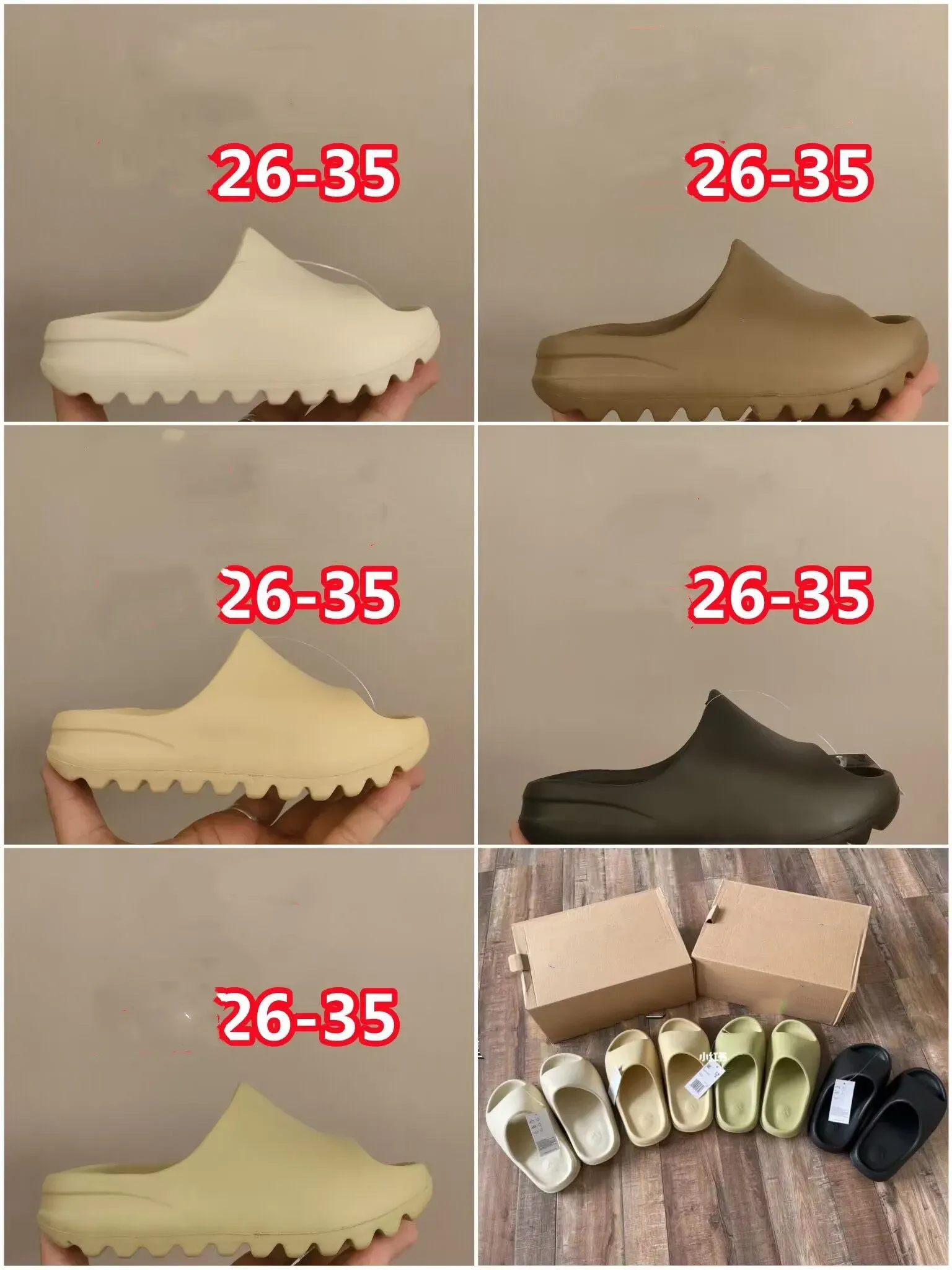 Kids Slippers Toddlers Designers Slide EVA For Boys Grils Comfortable Sandals Glow Green Soot Onyx Black Bone Resin Desert Sand Pure Foam Slides Size Eur26-35