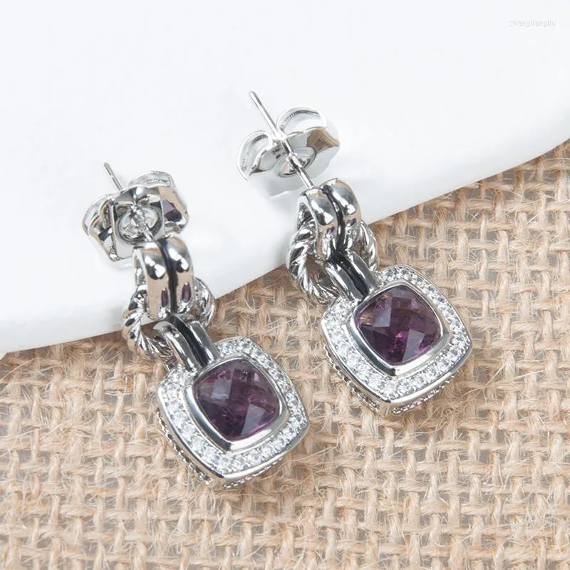 dangle earrings yysunnyレトロドロップアメジストファッションの豪華なジュエリー女性のための誕生日プレゼント