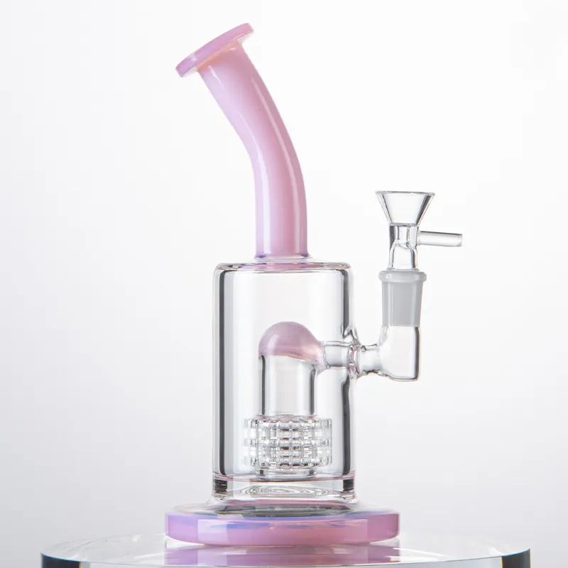 Bong in vetro a forma storta Bong narghilè Percolatore a cupola Tubi dell'acqua da 8 pollici Paraspruzzi con percolatore Jiont Birdcage femmina da 14 mm Spessore 5 mm Olio Dab Rigs