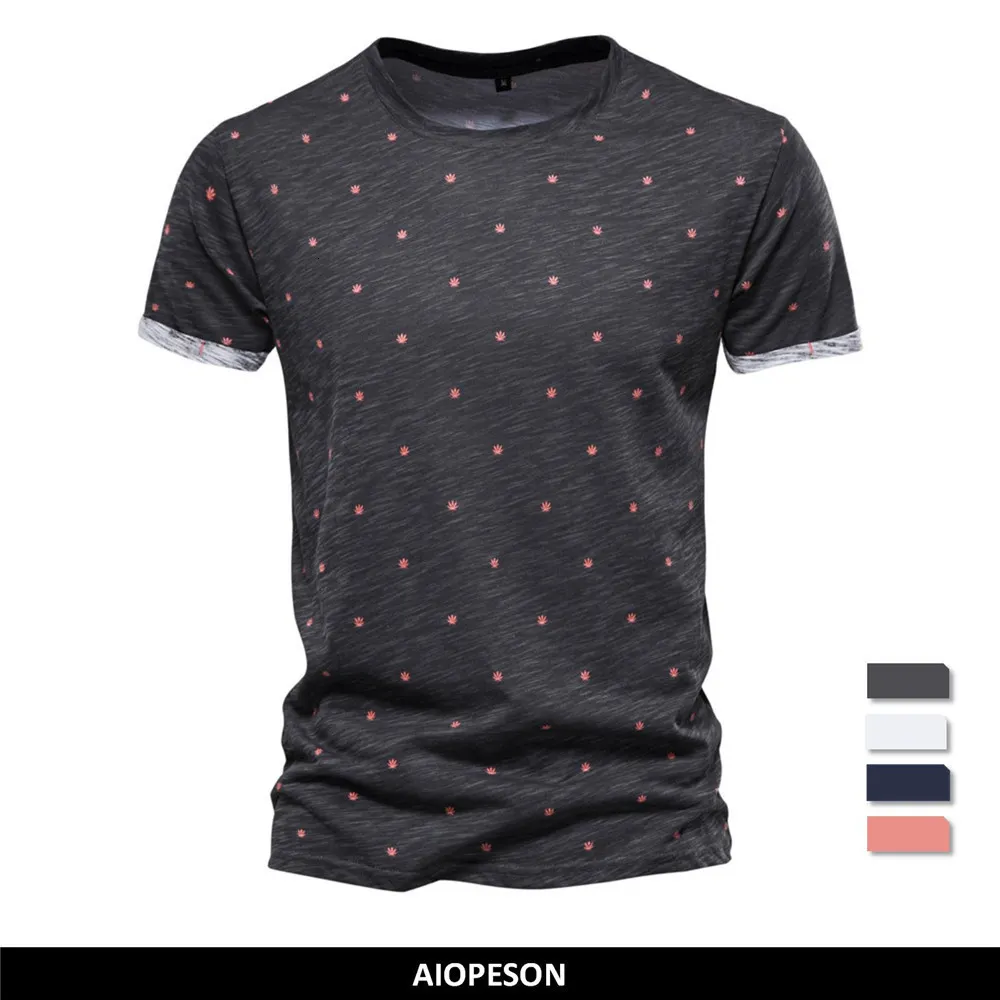 T-shirt maschile Aiopeson Dot Shirt a maniche corte per uomini 100% Cotton Of Casual T-shirts Summer Tops Summer Mens Abbigliamento 230302