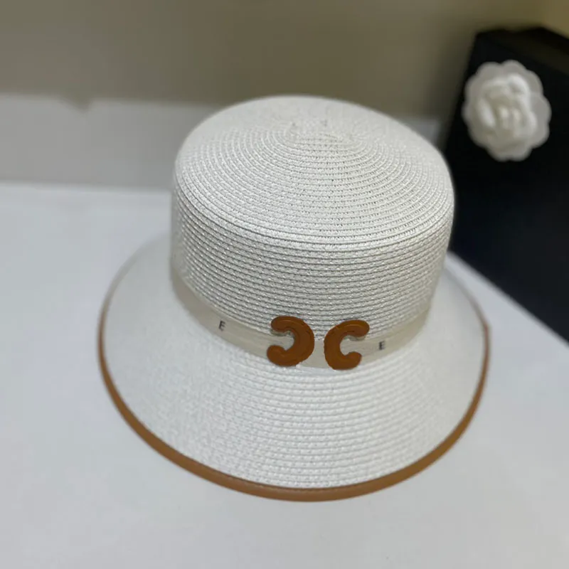 Gorra con diseño de combinación de letras marrones para mujer, gorros pequeños y elegantes para lavabo, sombreros de paja generosos de calle para mujer con cinta