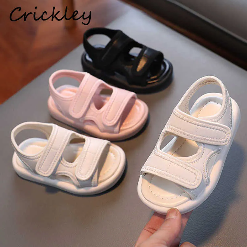 Sandalen Mode Baby Jungen Mädchen Sommer Schuhe Solide PU Mesh Strand Sandalen Für Kinder Kleinkind Casual Weichen Boden Anti Slip kinder Sandalen R230220