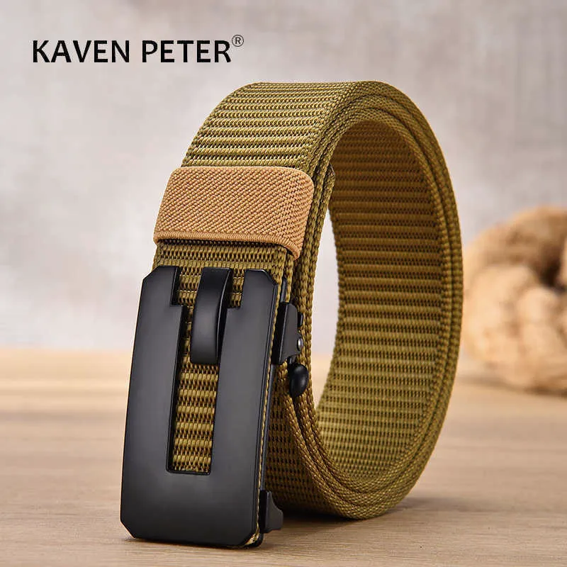 Bälten Mäns militär äkta Tactical Belt Automatic Buckle High Quality Nylon Army Canvas Manliga bälten Utomhus Sporttillbehör Z0228