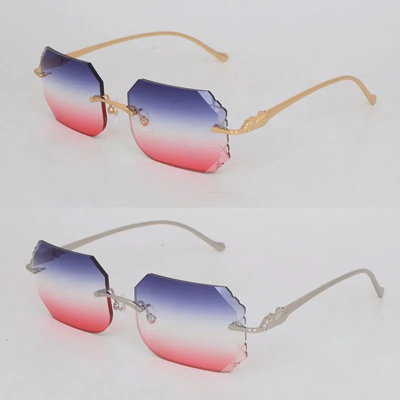 Fashion Metal Rimless Sunglasses For Women Diamond Cut Gold  display picture 2