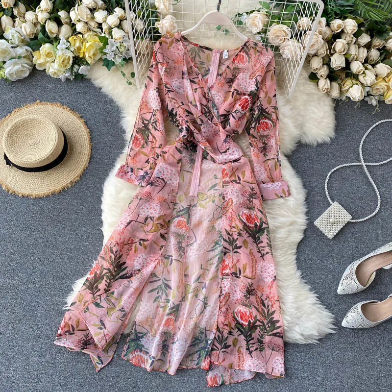 Dwuczęściowe spodnie kobiet FMFSSOM Spring Set Casual Set z długim rękawem Zestawy szyjki