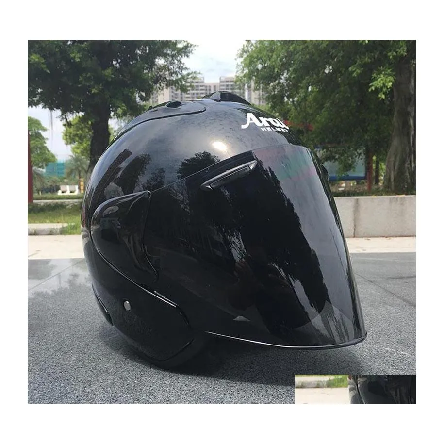 CAR DVR Motorcykelhjältar Black Half Helmet Outdoor Sport Män och kvinnor Racing Open Face Dot Appd Drop Delivery Mobiles Motorcyklar Accessor DH0AQ