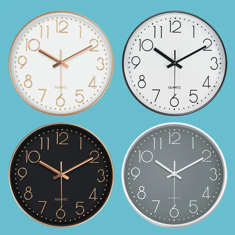 Horloges murales 12 pouces 30CM mode horloge murale silencieuse créative tridimensionnelle échelle numérique horloge murale sans horloge de poinçonnage 230303