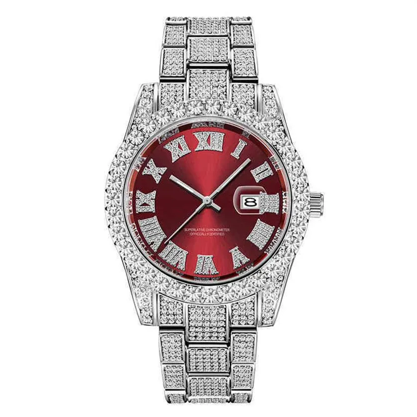 y Reloj de pulsera para hombre Bajo 1 pieza Hip Hop Reloj de diamantes de oro rosa para Luxery Fitens Breifcase Del Dgins Seico226J