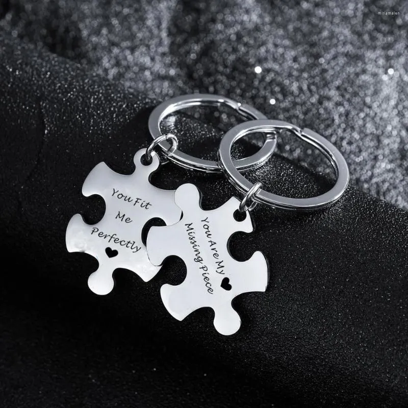 Keychains 2pcs paren Je bent mijn ontbrekende stuk Pit mij Roestvrij staal Keychain Keyring Gift Lover Valentines Day Gifts Puzzle