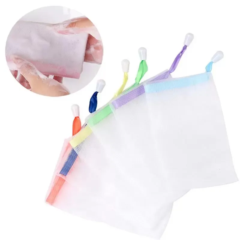 Handgemaakte exfoliërende mesh zeeptas huishoudelijke reinigingsgereedschap Soap Bubble Mesh Bags Dubbellaag schuim net zeep Soap Saver Bouch Bags Body Facial Cleaning Tool