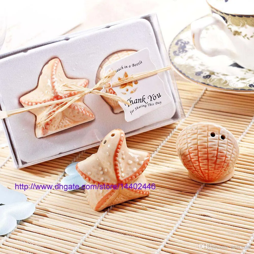 Wedding favors wholesale beach style Seashell and Starfish Salt and Pepper Shakers party gifts