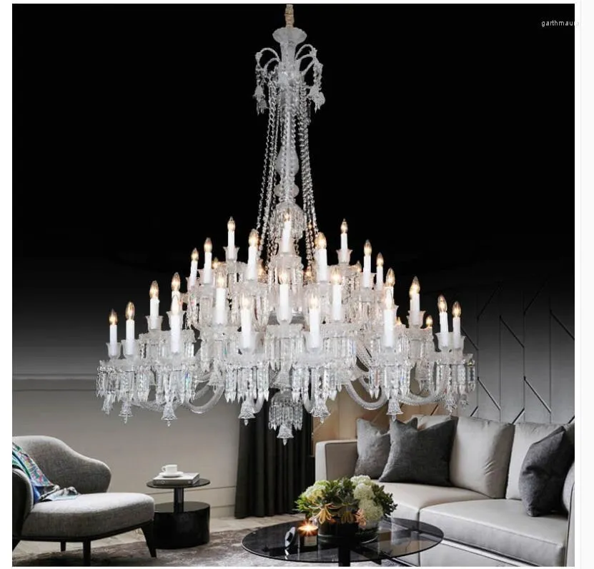 Chandeliers Modern Chrome Clear Crystal Chandelier Light Fixture 45arms D150cm H190cm De Lustre Hanging For Lobby Staircase Decoration