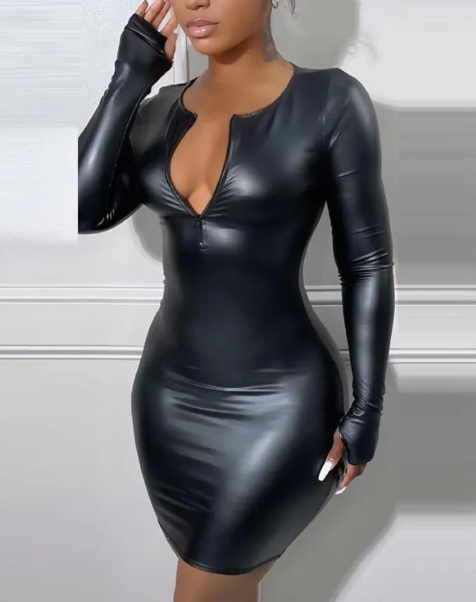 leather bodycon dress