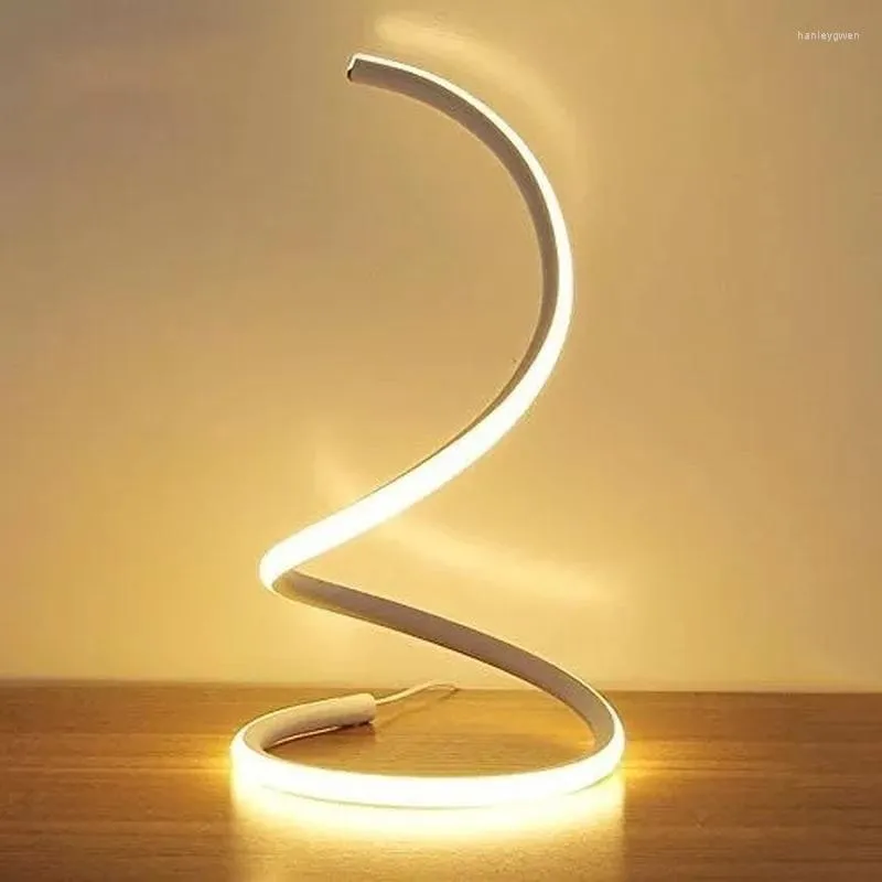 Masa lambaları Modern Spiral Led Başucu Lambası Kavisli Masa Işık Dimmable Sıcak Beyaz