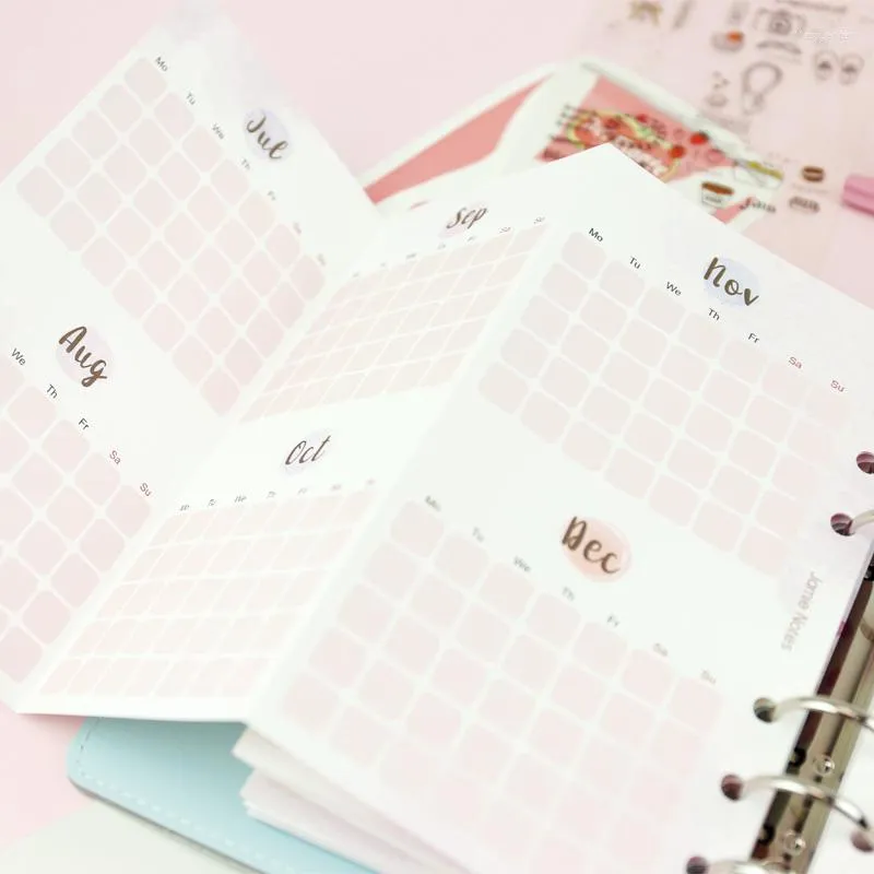 Fromthenon Pink Cute Monthly Planner inserisce A5 A6 A7 Notebook Refill Filler Papers 2023 Agenda School Stationery