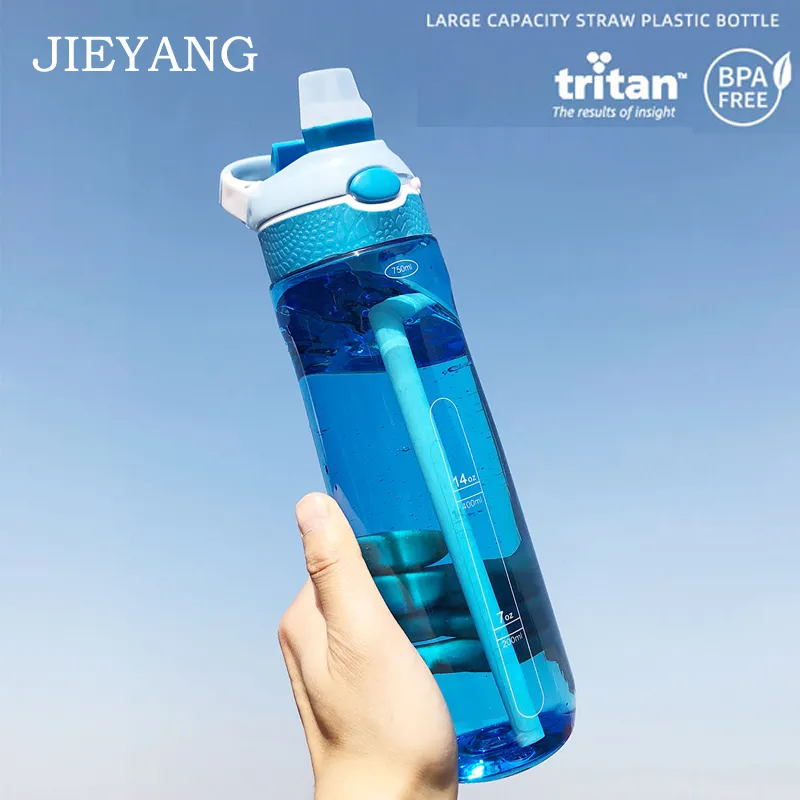 Water Bottles Sports Water Bottle With Soft Straw Lid 750ML 14oz Outdoor Travel Portable Leakproof Drinkware Plastic My Drink Bottle BPA Free 230303