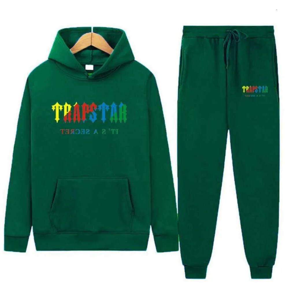 Trailsuit Trapstar Marka Baskılı Spor Giyim Erkek Tişörtleri 16 Renk Sıcak İki Parça Set Gevşek Hoodie Sweatshirt Pantolon Boş Zaman Tasarımı