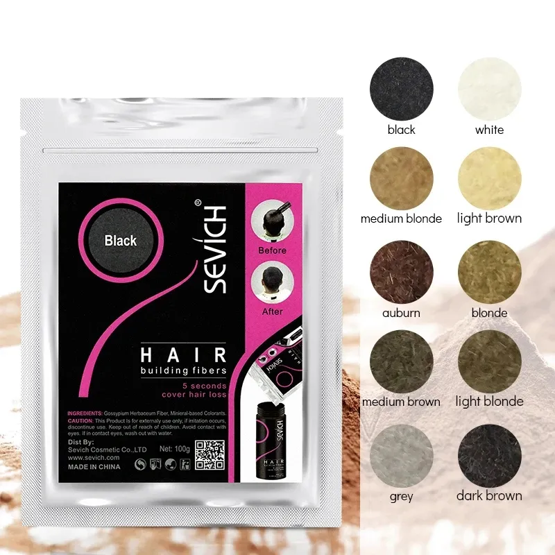 10 Couleurs Hair Building Fiber 50g Refill Bag Styling Powder Cover Loss Area