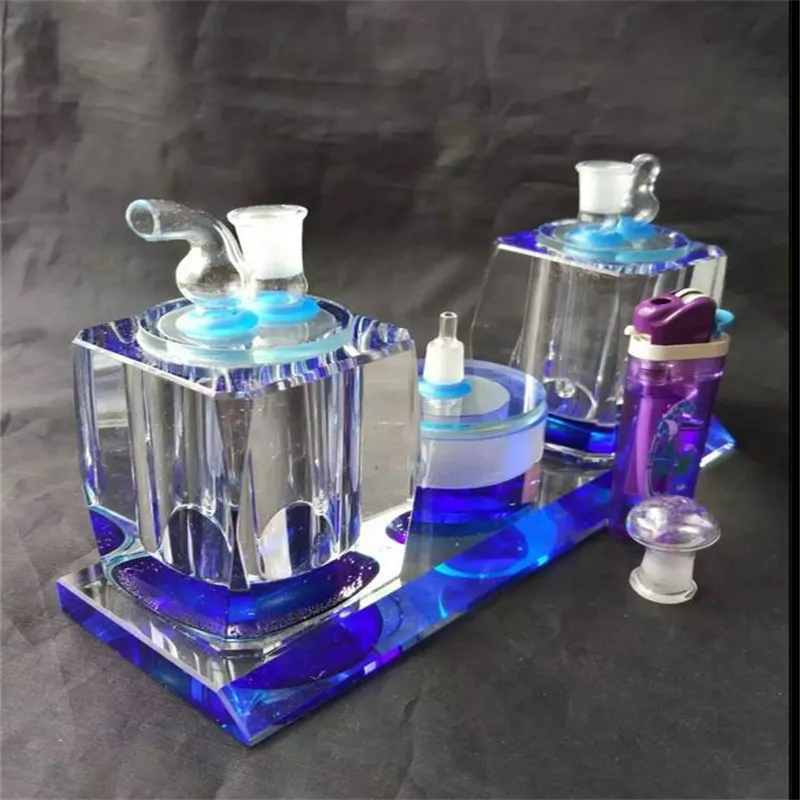 Hookahs Double with crystal snuff --glass hookah smoking pipe Glass gongs - oil rigs glass bongs glass hookah