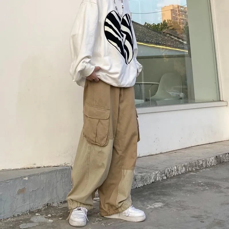 Men s Pants 2023 Baggy Black Cargo for Men Khaki Patchwork Trousers Male Vintage Loose Casual Korea Streetwear Hip Hop Retro Y2k Pant 230302