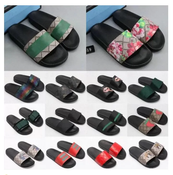 Designer Slippers Rubber Slides Sandaal Blooms Groen Rood Wit Web Mode Heren Dames Schoenen Strand Slippers met Bloembak Topsportmarket Grote Maat 13 48