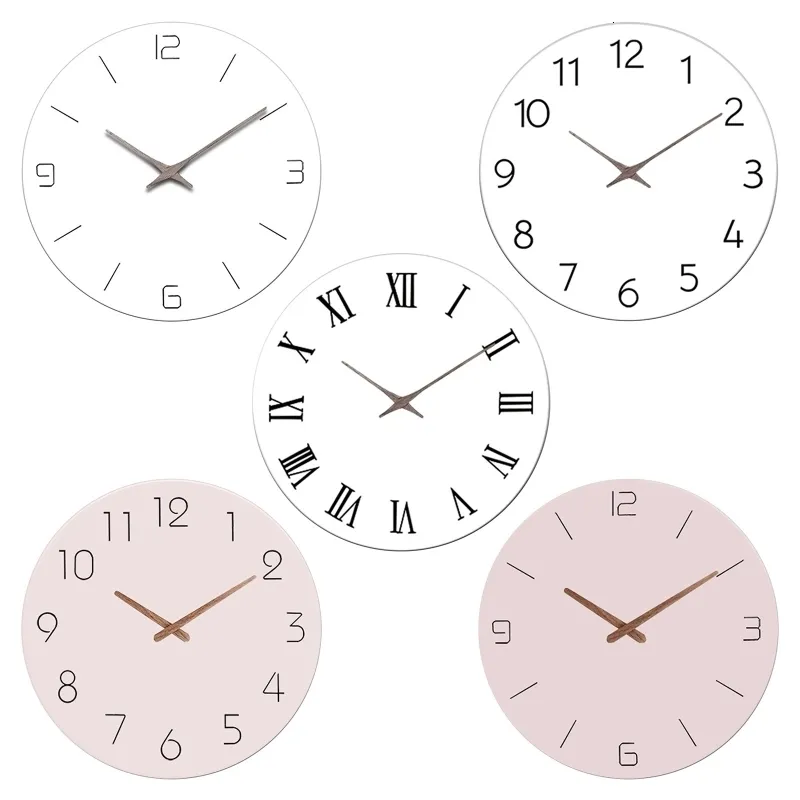 Zegary ścienne Styl Nordic Fashion Proste ciche zegary ścienne do dekoracji domowej bateria obsługiwana 230303