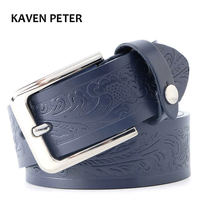 Ceintures Ceinture à imprimé floral pour hommes ceintures en cuir véritable 40 cm largeur de sangle ceintures en cuir décontractées pour hommes couleur noire marron foncé bleu foncé Z0228