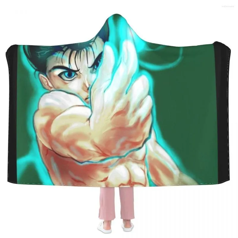 Cobertores Yusuke Urameshi Blanket Yuu Hakusho Moda macia Chapa de lã de luxo com capuz