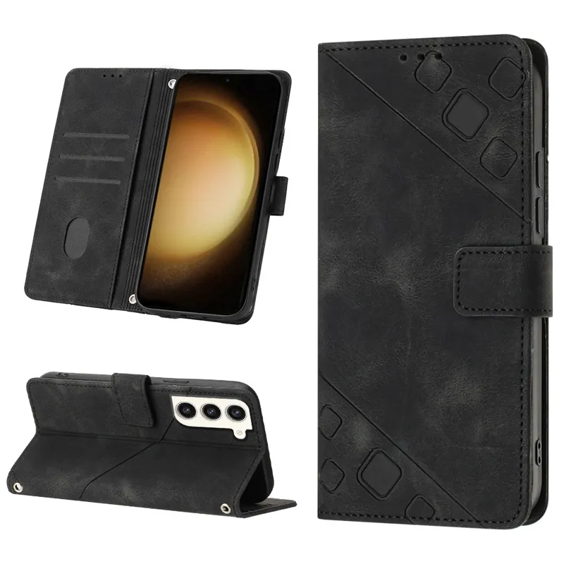 Fundas de billetera de cuero con sensación de piel para Samsung S23 PLUS A73 A33 A53 A14 A13 A54 A34 5G A04E S21FE S22 Ultra Slot Book Holder Card Flip Cover