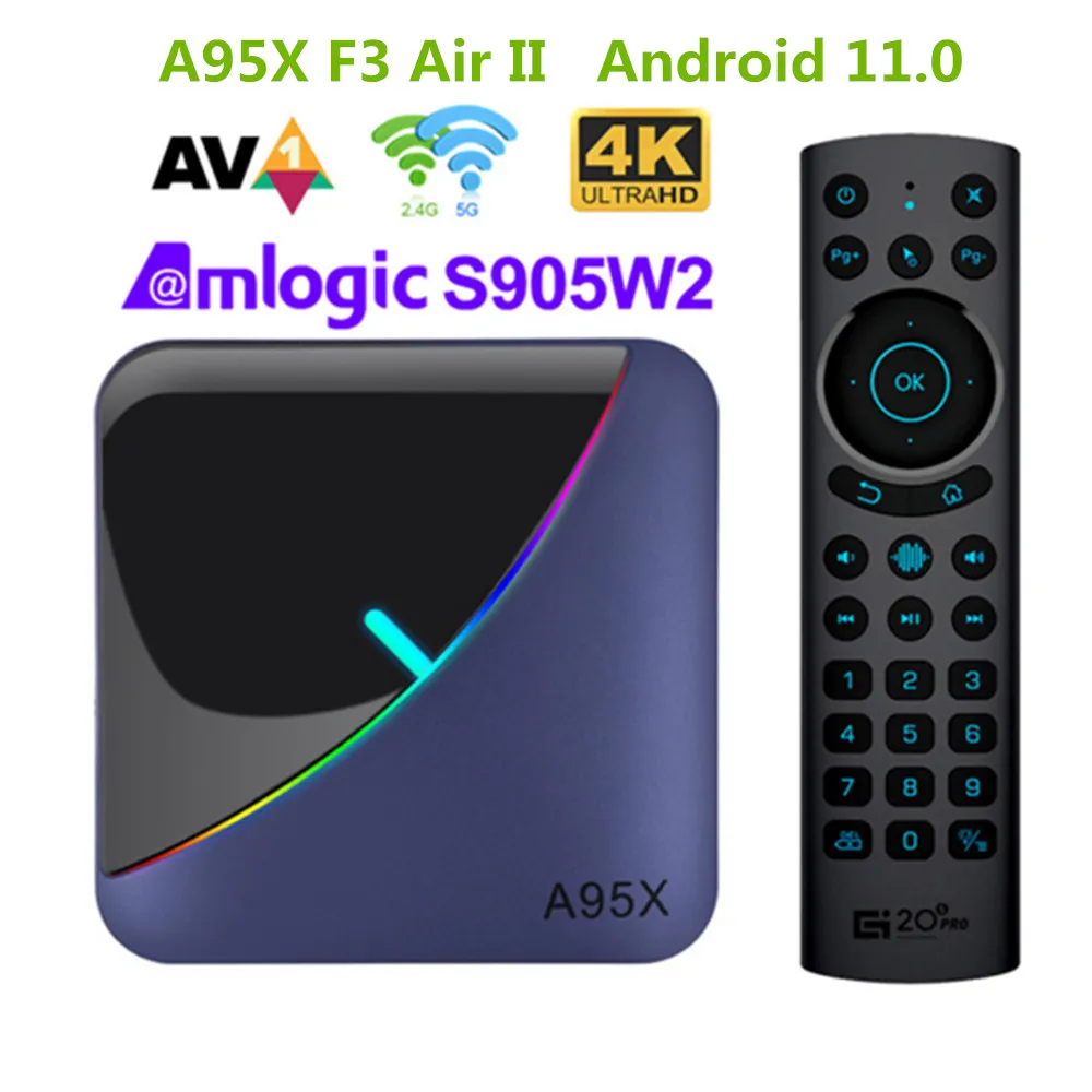 Android 11 A95x F3 Air II TV Box Amlogic S905W2 RGB BT5.0 TVBOX 2.4G 5G WIFI 4K HDR Media Player Set Top Box PK TX3 MINI