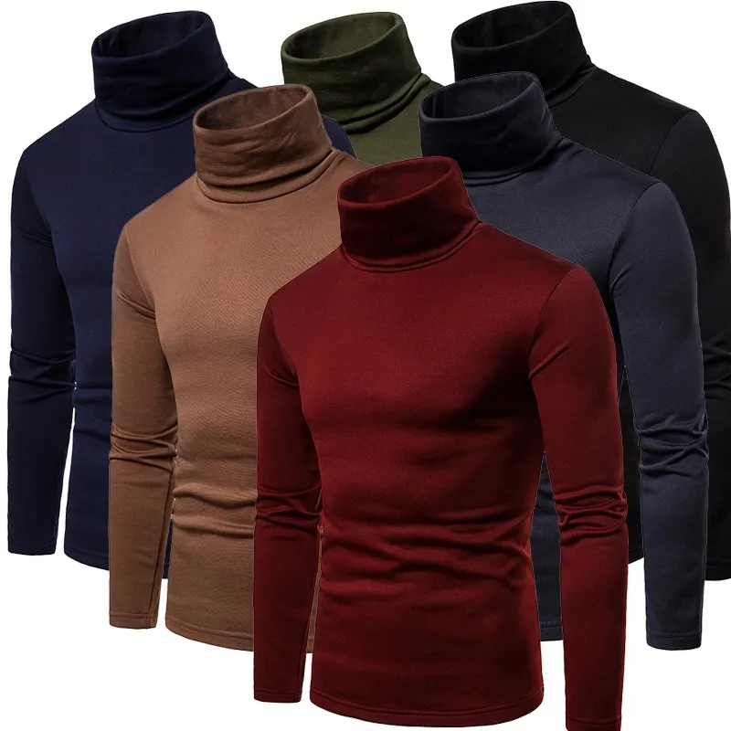 Men's Sweaters Slim Fit Long Sleeve Mock Turtleneck Pullover bottoming shirt Solid Color Knitted Thermal Underwear TShirt 230303