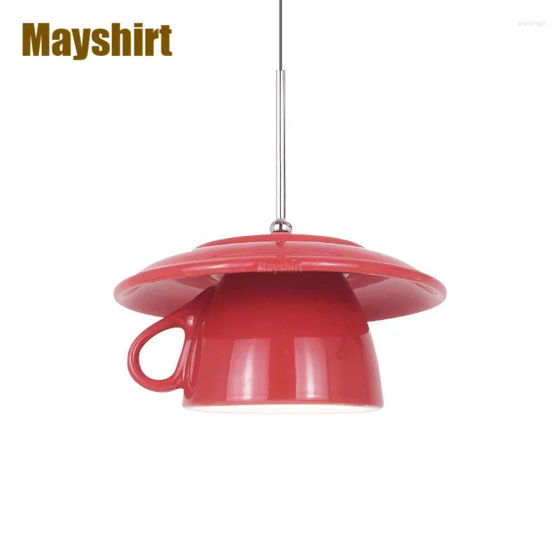 Pendant Lamps Nordic Ceramic Cup Lights Modern Bar Cafe Light Fixtures Kitchen Dining Room Hanging Lamp Bedroom Home Decor