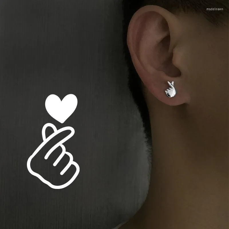 Stud Earrings Men's Trendy Personality Single Simple Temperament Couple Funny Finger Female Ear Bone Studs