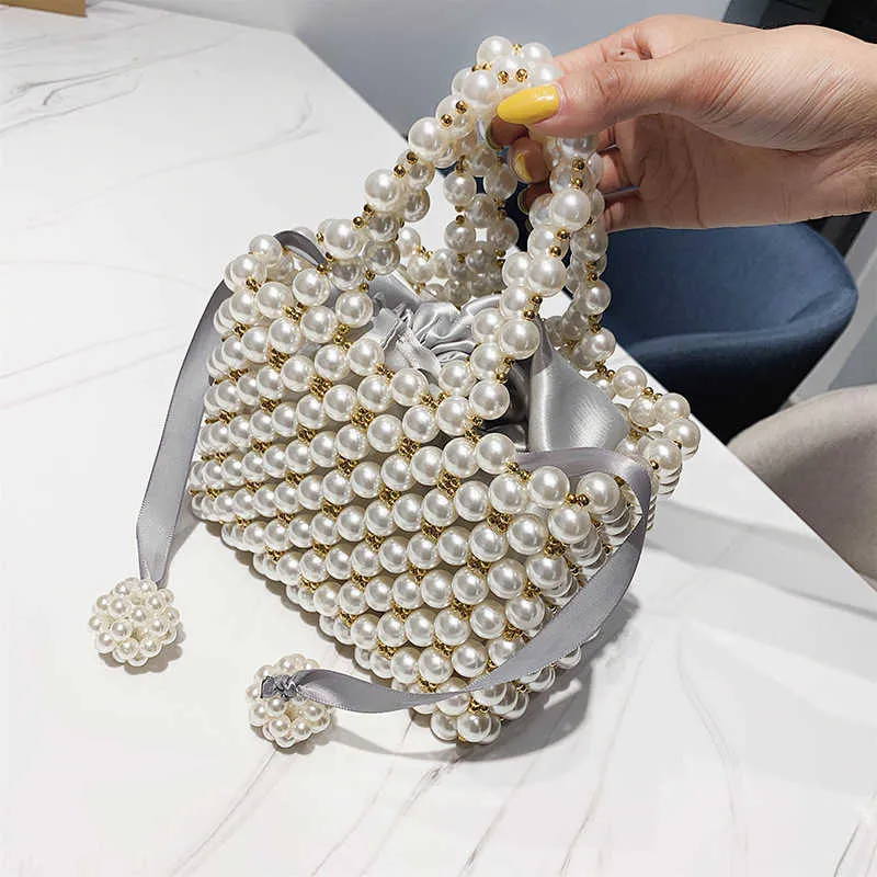 Evening Bag Ręcznie tkane torebki Pearl Kobiety małe z koraliki klapki