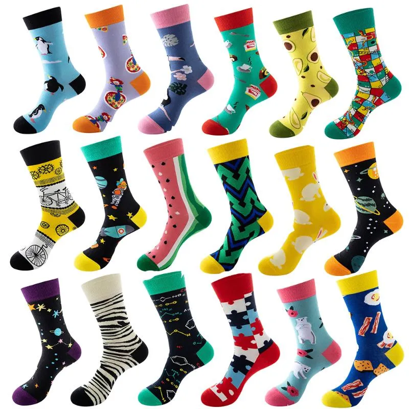 Chaussettes Homme 1 Paire Produit Géométrique Tendance Amazon Commerce Extérieur Hommes Et Femmes Personnalité Tendance Coton