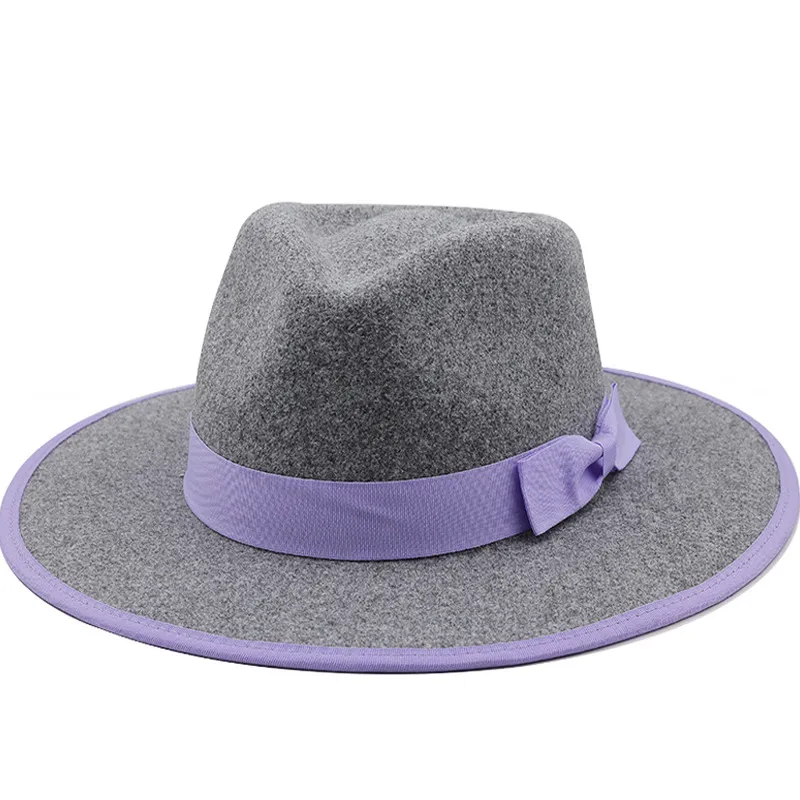 New Fedoras Jazz Top Hat Autumn Winter Men Faux ull Felt Cap British Style Edging Fedora Hat Women Party Church Hat Sombrero