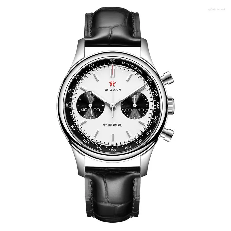 Armbanduhren SEAKOSS Herren 1963 Chronographenuhr 40 mm Panda Eye Seagull ST1901 Uhrwerk Saphirglas Mechanische Handaufzugsarmbanduhr