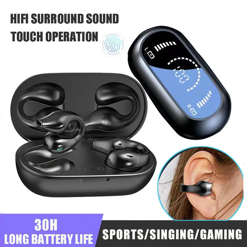 S03 Bone Conduction Earphone Bluetooth 5.2 Ear Clip on Ear Earring Wireless Headphones Sports Headsets Ear Hook with Mic With Retail Package