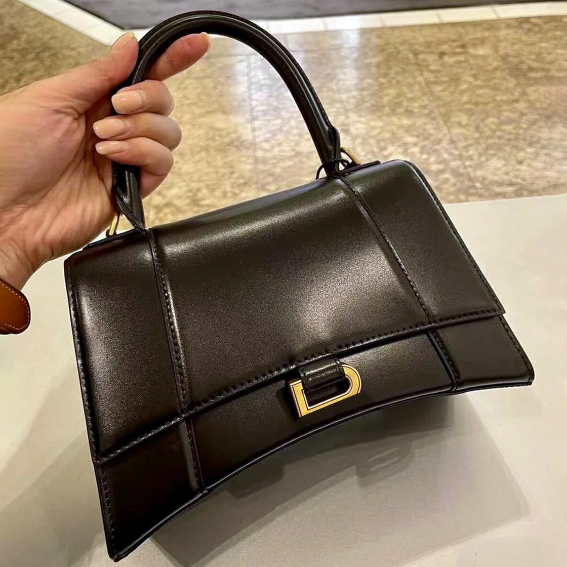 2 taille poignée supérieure sablier sac à bandoulière de luxe le sac à main fourre-tout en cuir véritable fronde femme homme designer sac à main embrayage noir mode épaule miroir qualité sac