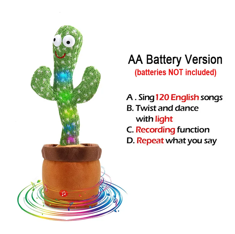 Jouet Électronique de Type Cactus Dansant pour Bébé, Poupées en Peluche,  qui peut Chanter et Danser, Interactif pour enfant 