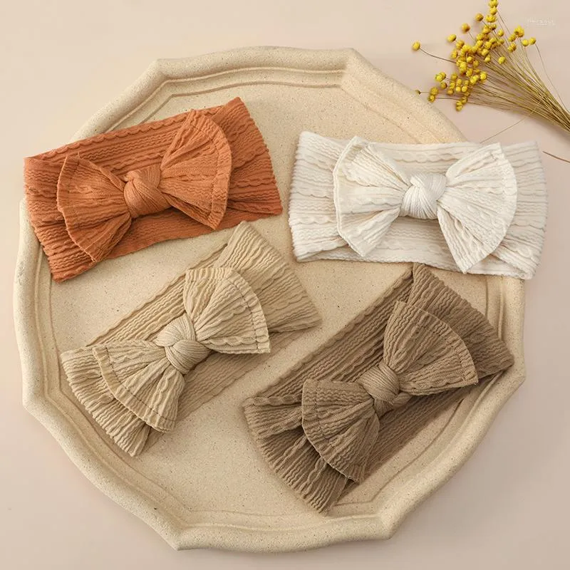 Haaraccessoires Baby Girl Born Headband Bowknot Tulband voor kinderen Haarbanden Jacquard Bandages Nylon Head Bands PO Props