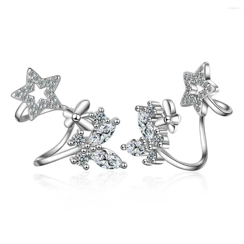 Backs oorbellen Specials Style Butterfly and Stars Combinatie 925 Sterling Silver Rose Gold Pierced Ear Clip Vintage Punk