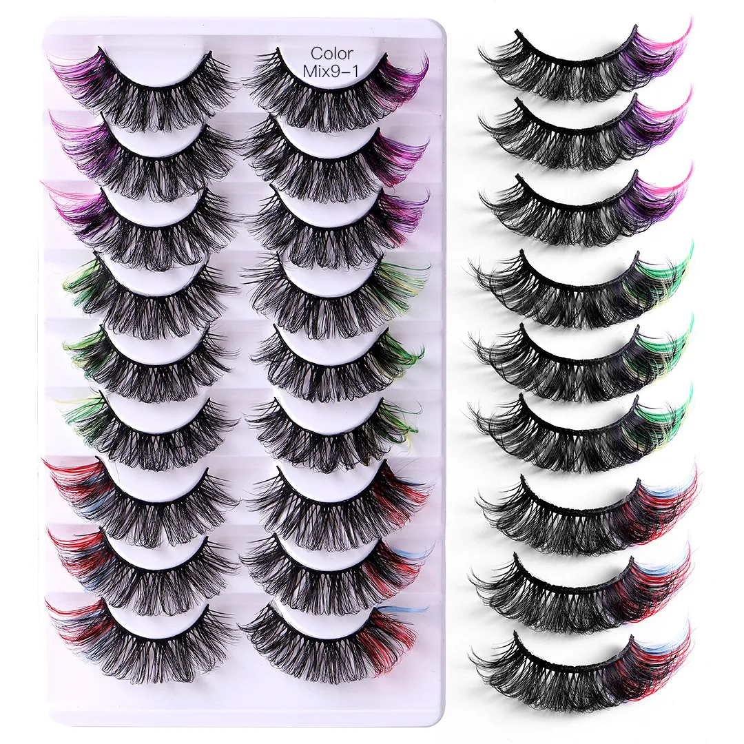 Cils de couleur faits à la main réutilisables Curly Crisscross Multicouche Épais 3D Faux Cils Colordul Naturellement Doux Délicat Full Strip Lash Extensions DHL