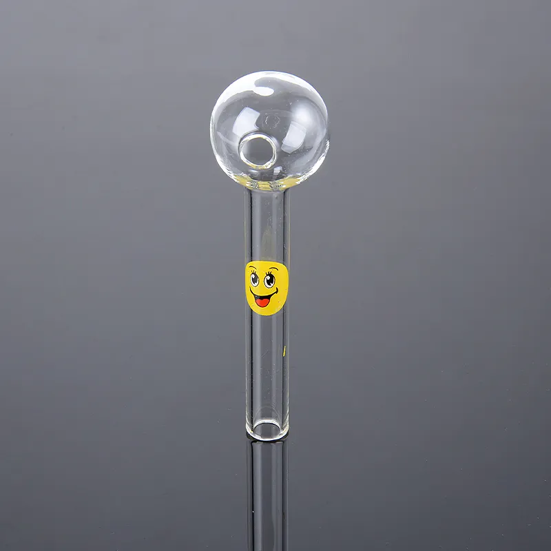 Clear Glass Pyrex glass oil burner pipe 4 Inch Smoking Pipes For Water Pipe Accessories with Smile Logo