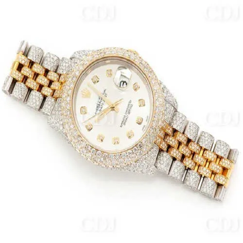 2023Luxury Brand Iced Out Lab Gegroeide Diamond Men Watch Quartz Watch voor mannen Populaire Two Tone Gold Plating Hip H