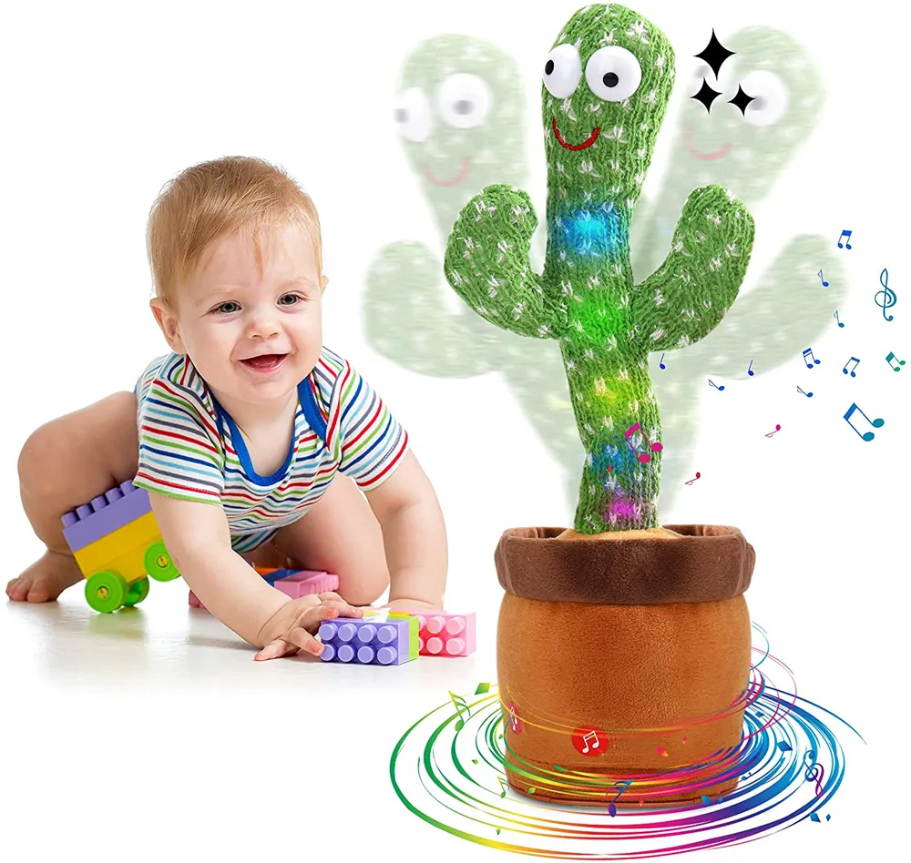 Dancing Cactus 120 Song Rodty Games Speaker falando voz repetida Wriggle Dancing Sing Toy Talk PLUSHIE BETHELHADO PARA BEBIL