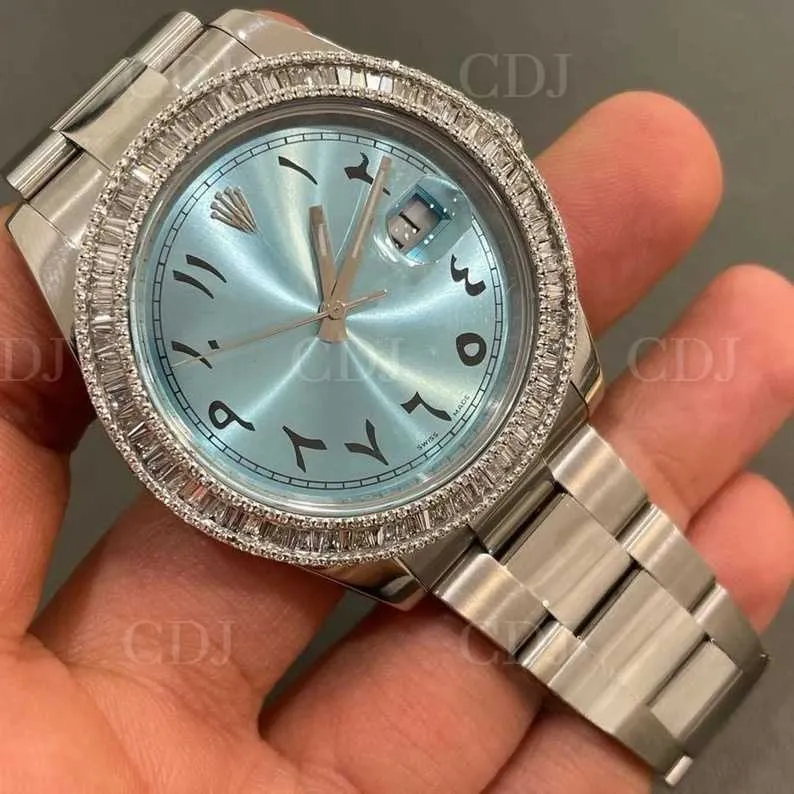 202304E7 Luxo Bling Hip Hop Iced Out Diamond Gift Watch de alta qualidade Quartz relógio Stainls Strap aço