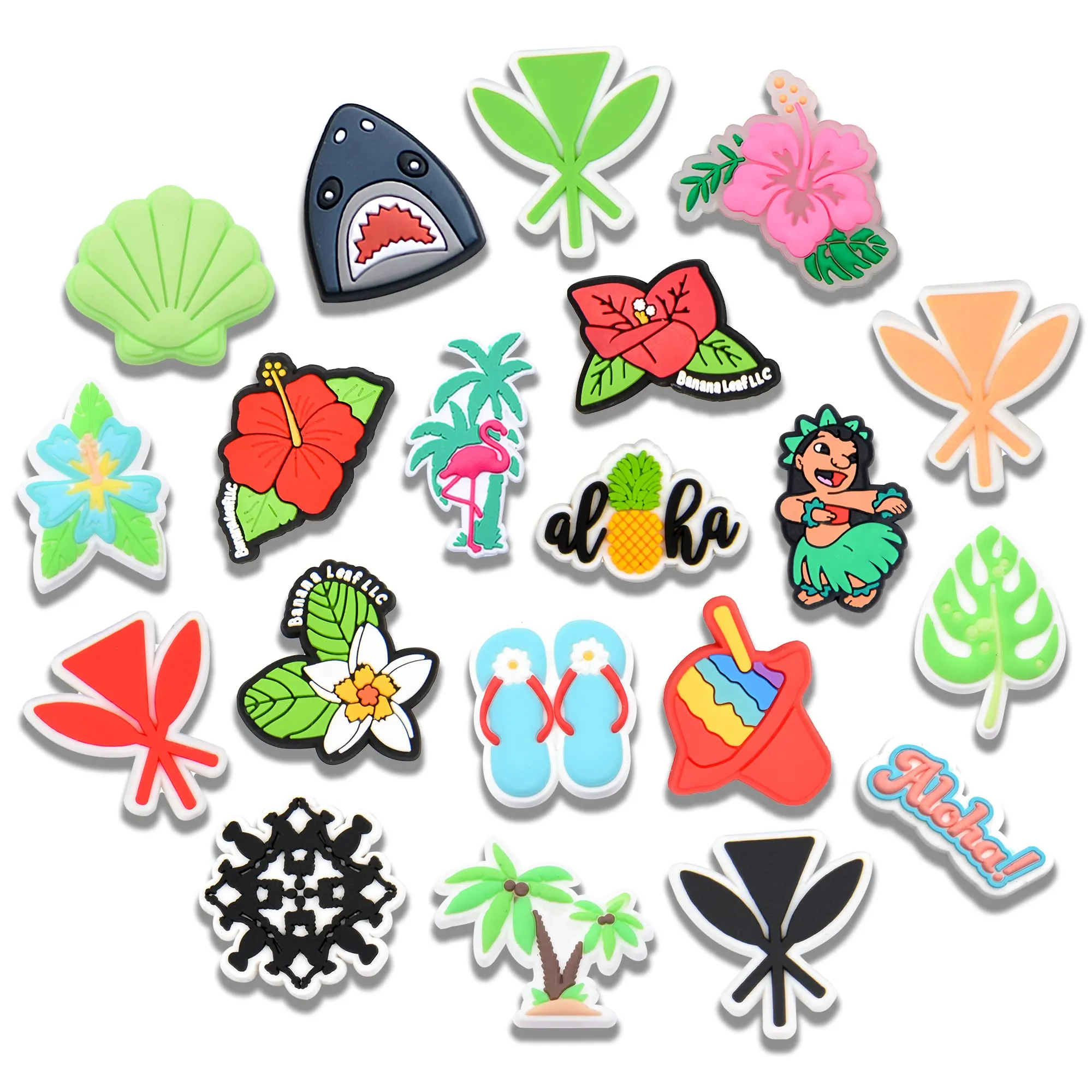 Shoe Parts Accessories Beach Charms Island Charm For clog Pvc Aloha Decorations Hibiscus Bracelets Wristband Different Designs Shoes